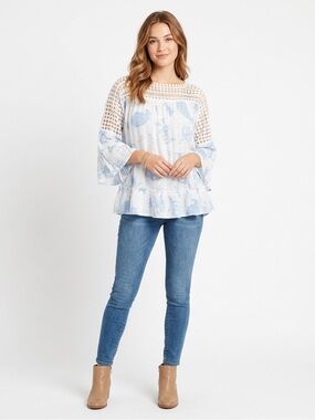 Zac & Rachel Crochet Lace Paisley Boho Top - 2X summer